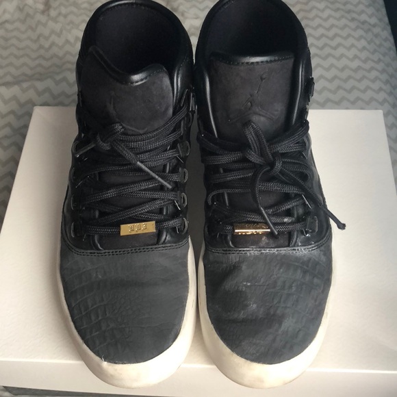 black and white leather jordans